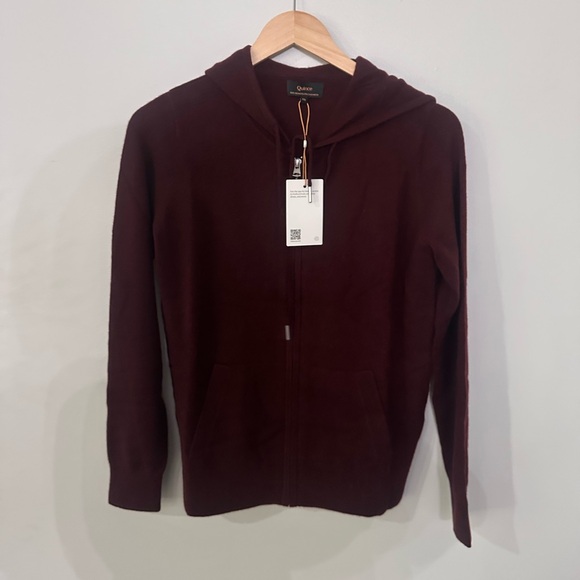 QUINCE Mongolian Cashmere Full-Zip Hoodie Rich Burgundy - Picture 7 of 10